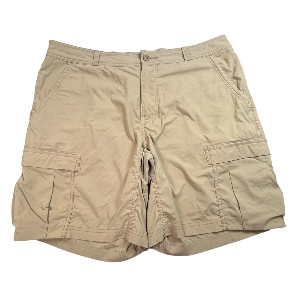 REI Co-op Mens 40 Tan‎ Sahara Cargo Shorts 9" Inseam Zip Pockets Hiking Outdoor